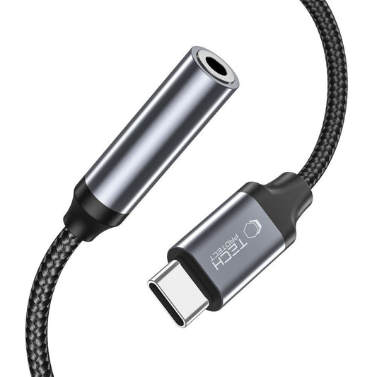 USB-C to 3.5mm Tech-Protect Ultraboost Audio Adapter, Black
