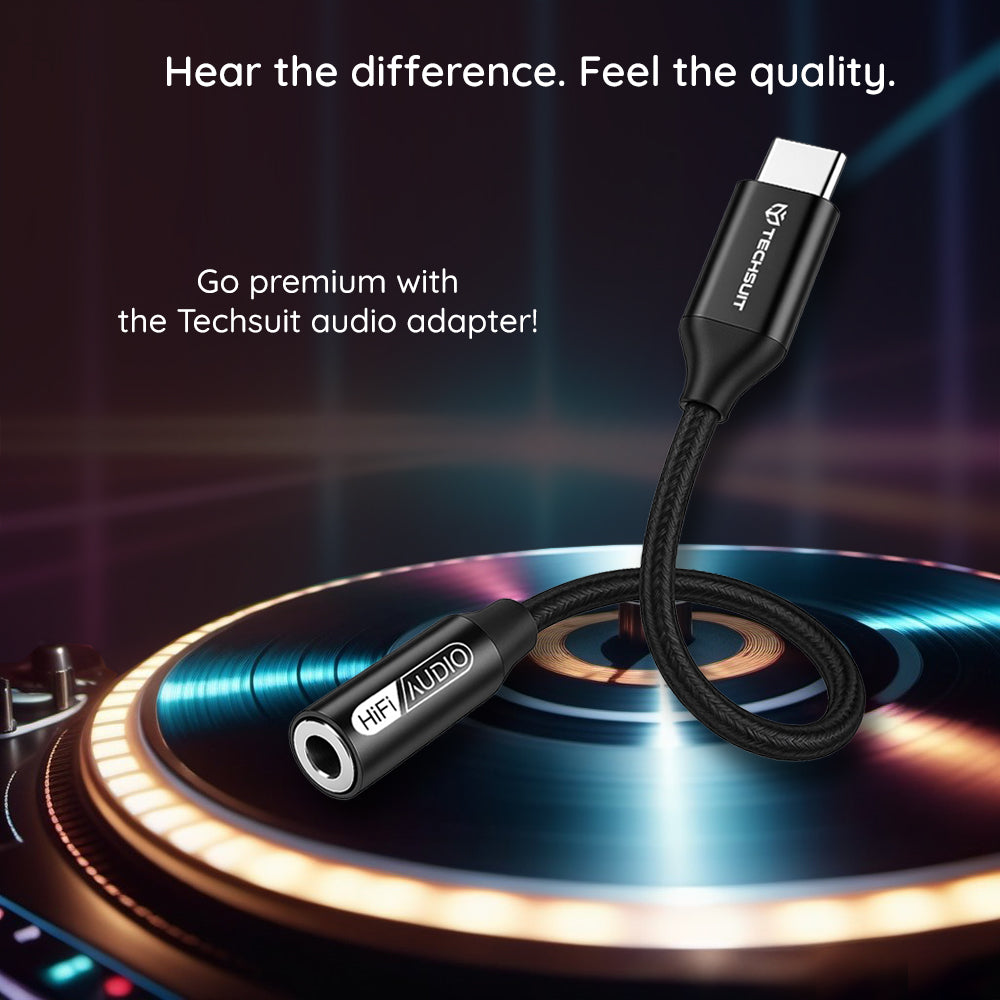 USB-C to 3.5mm Audio Adapter Techsuit AC13 FuseXound, Black