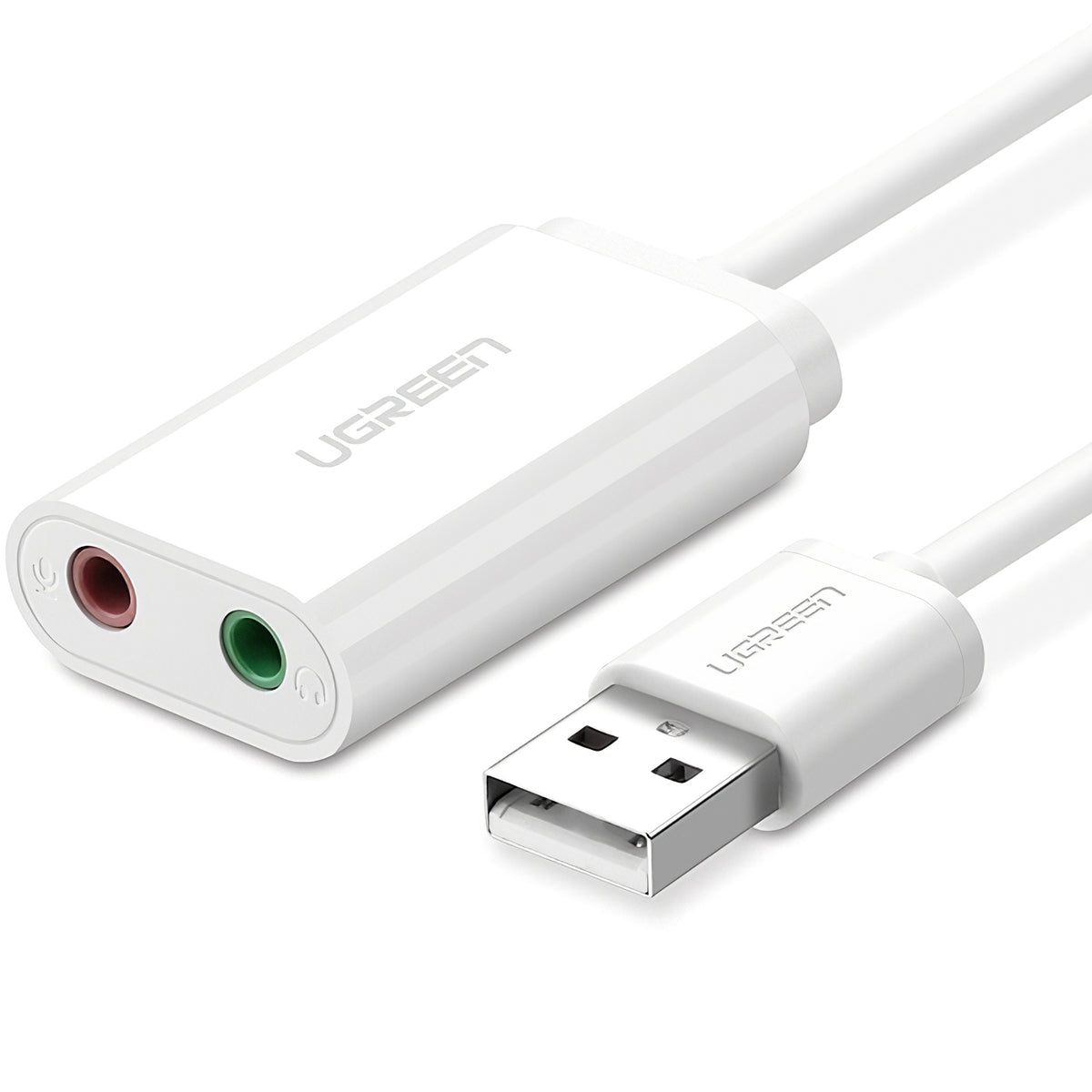 UGREEN US205 USB Sound Card, 2 x 3.5mm Jack, White