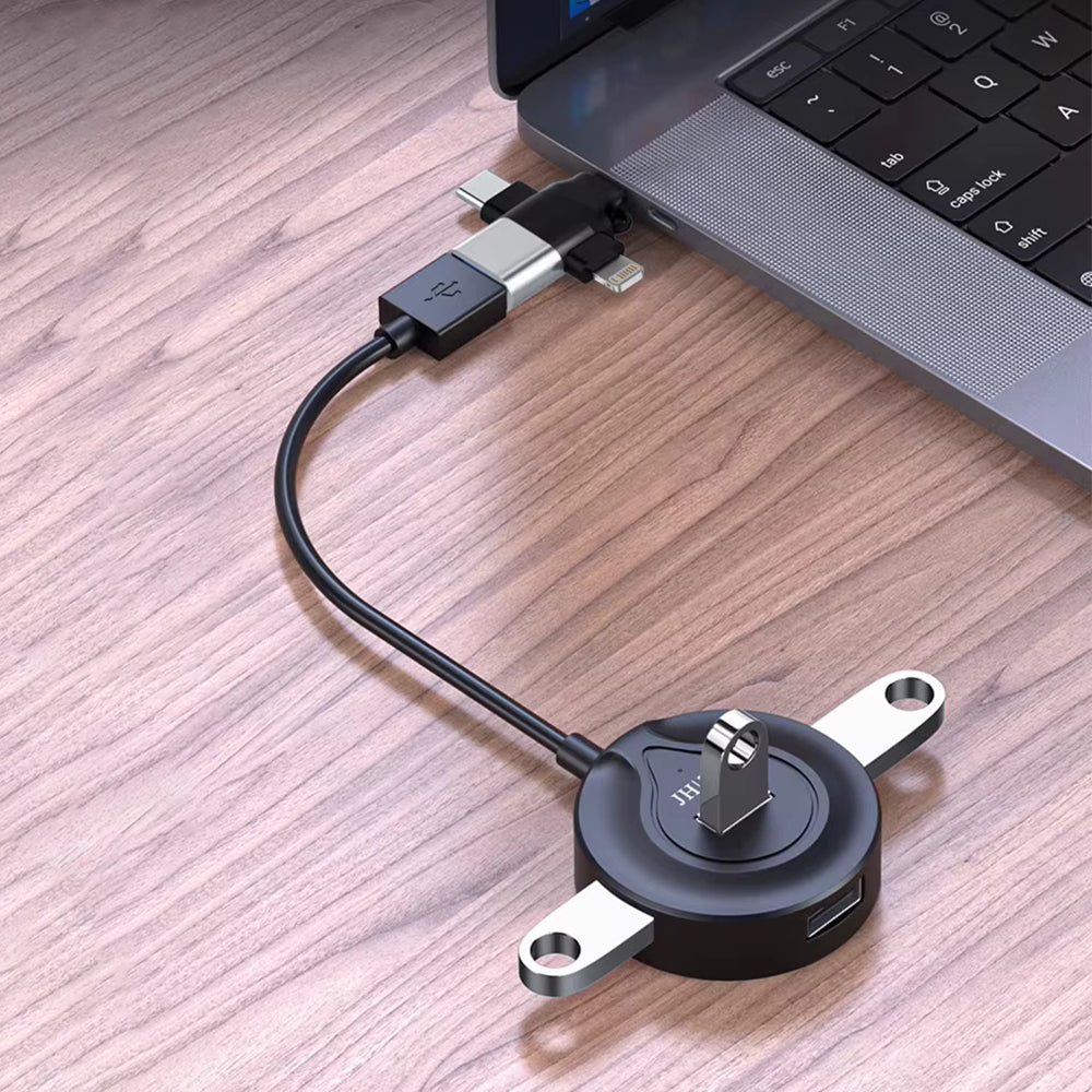 OTG Adapter Lightning / microUSB / USB-C - USB-A Techsuit A17 SoundVoltX, Black