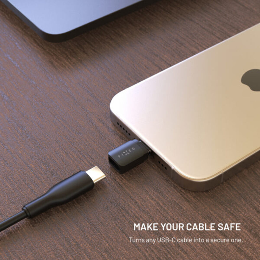 Fixed Data Lock USB Adapter, USB-A / USB-C, 2in1, Black
