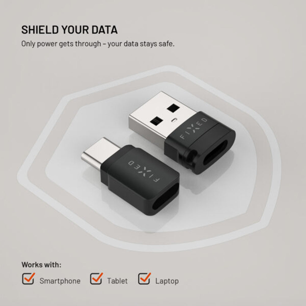 Fixed Data Lock USB Adapter, USB-A / USB-C, 2in1, Black