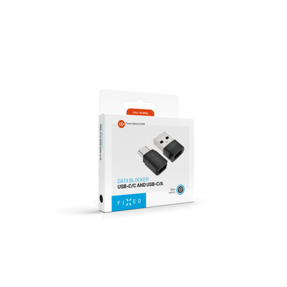 Fixed Data Lock USB Adapter, USB-A / USB-C, 2in1, Black