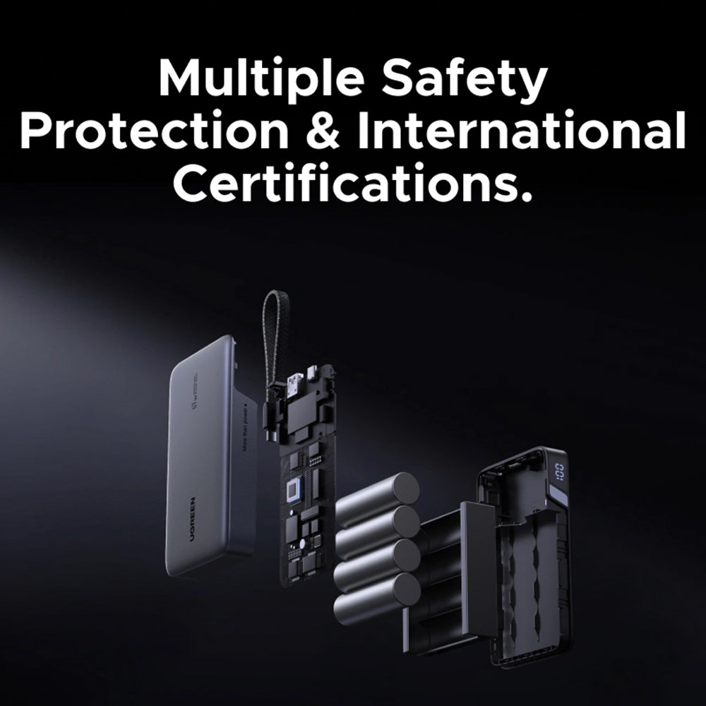 UGREEN PB550 External Battery, 20000mAh, 67W, QC + PD, 1 x USB-A - 2 x USB-C, Gray