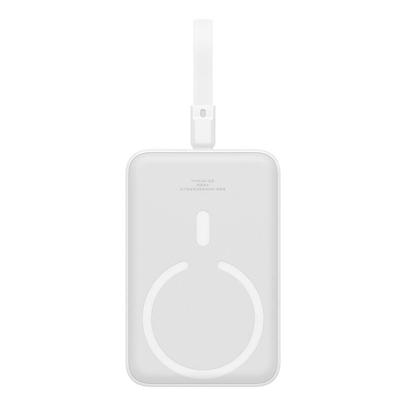 Baseus Magnetic Mini Wireless External Battery, 10000mAh, 20W, PD + FQI, 1 x Lightning - 1 x QI - 1 x USB-C, White P10022109223-00