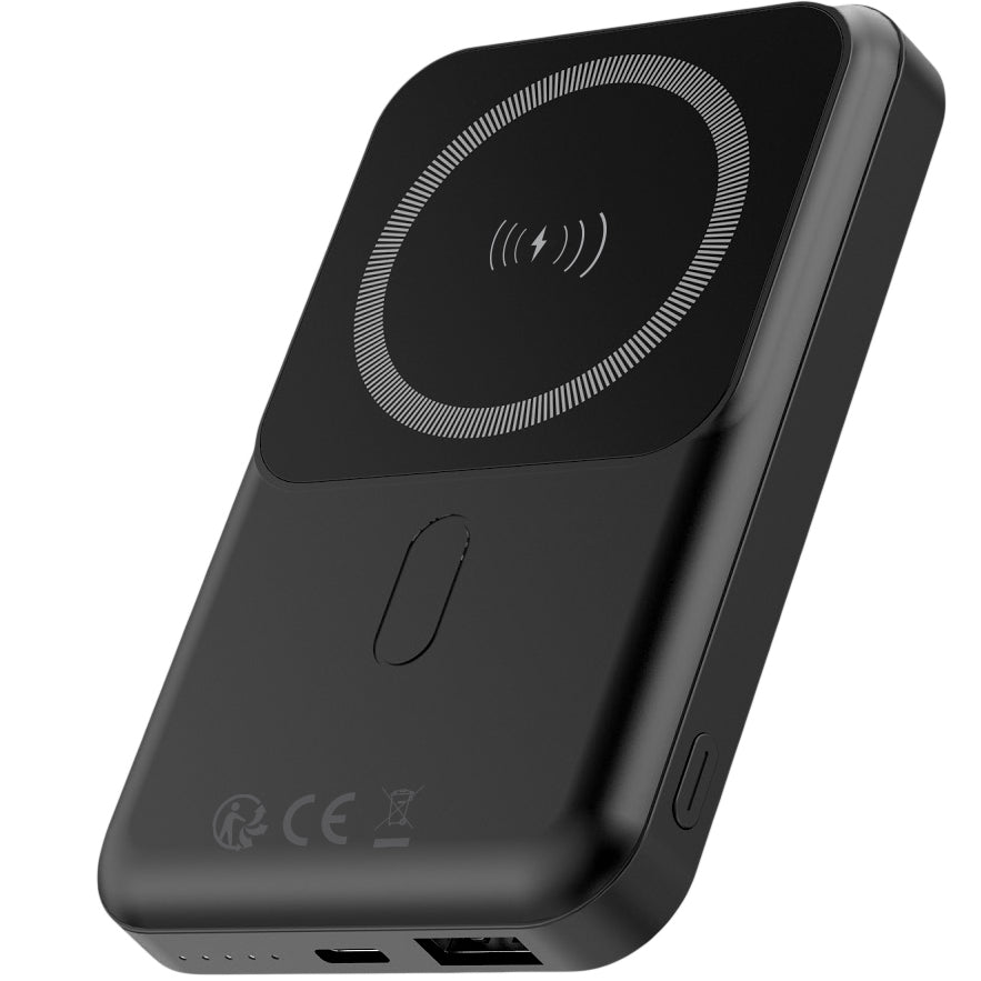 Forever MATB-100 Wireless External Battery, 10000mAh, 22.5W, QC + PD + FQI, 1 x QI - 1 x USB-A - 1 x USB-C, Black