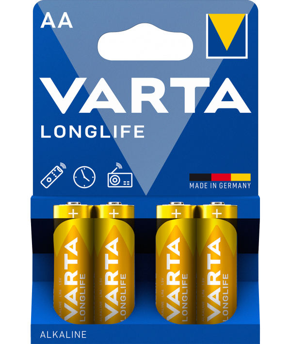 Varta Longlife 4106 batteries, AA / LR6, Set 4 pieces