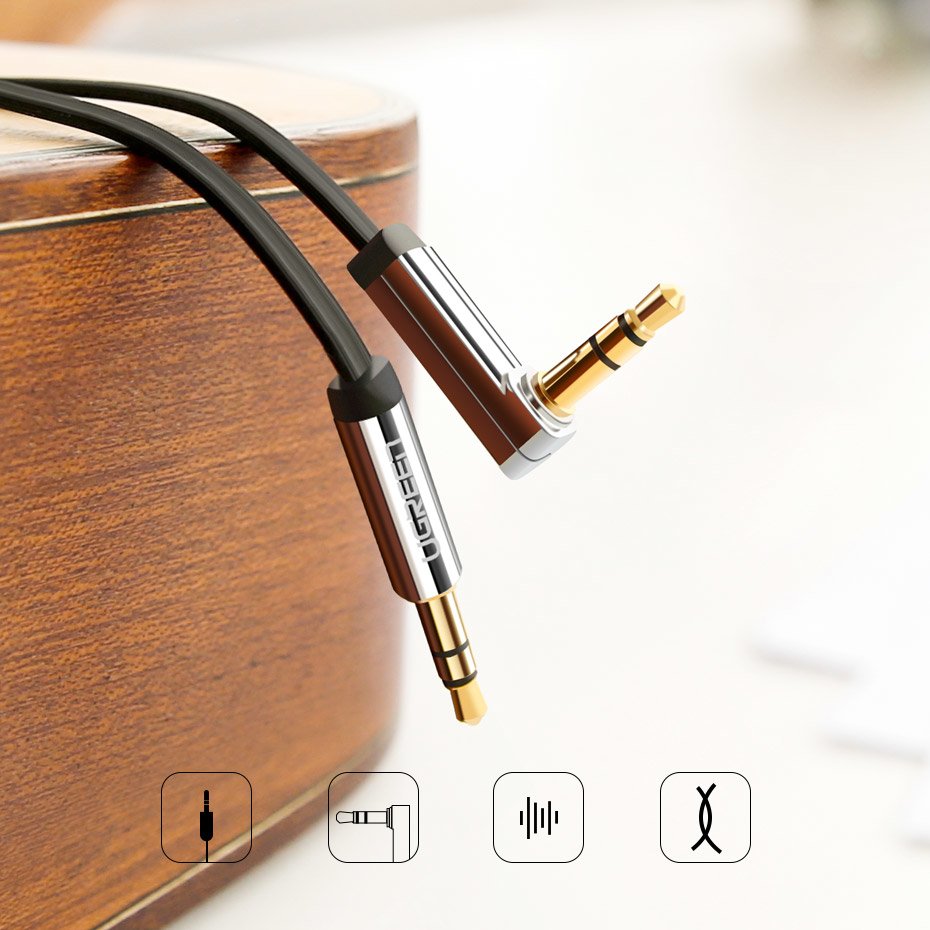 UGREEN AV112 Angled 3.5mm - 3.5mm Audio Cable, 1m, Black