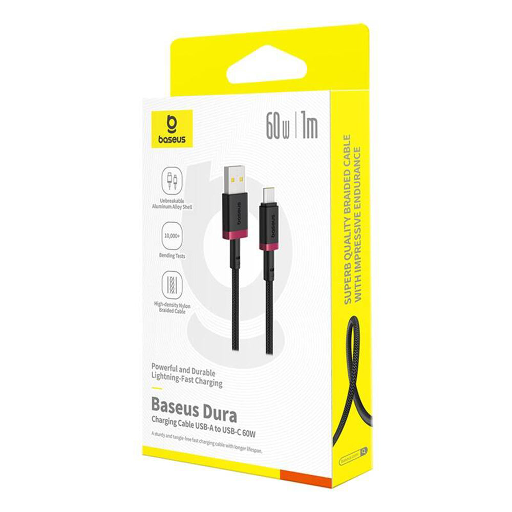 USB-A to USB-C Data and Charging Cable Baseus Dura Series, 60W, 1m, Red P10377802U01-01