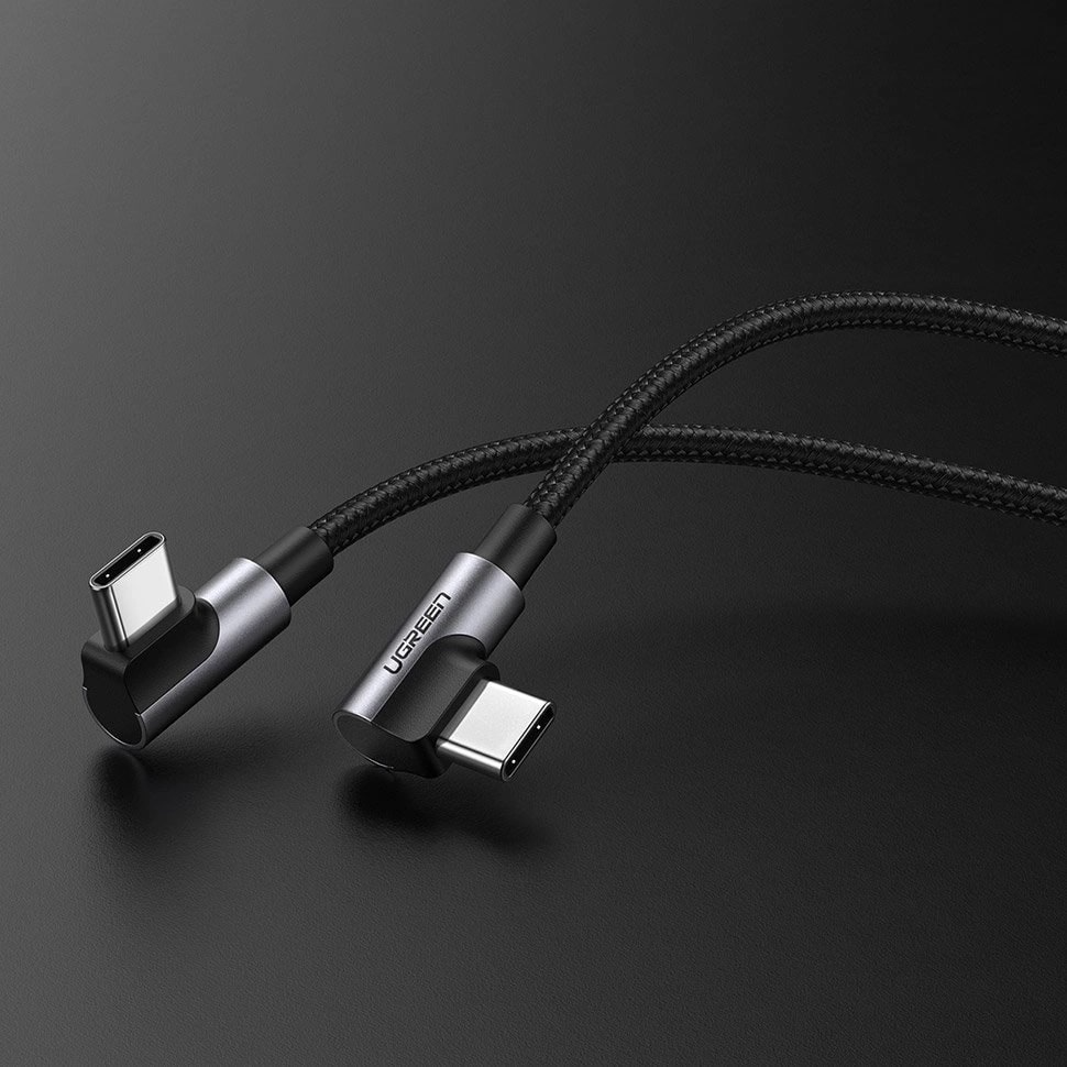 USB-C Data and Charging Cable - USB-C UGREEN US323 Angled, 60W, 2m, Black