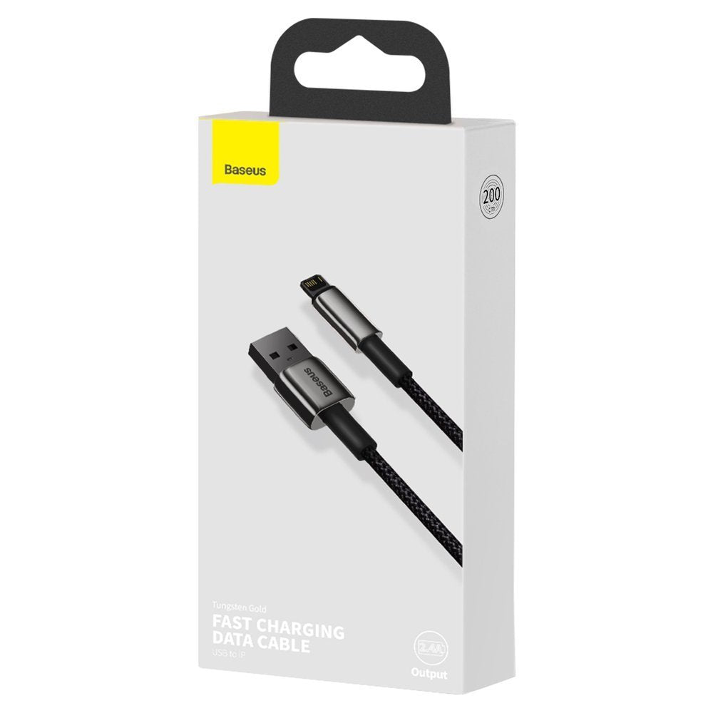 Baseus Tungsten Gold USB to Lightning Data and Charging Cable, 2m, 2.4A, Black CALWJ-A01