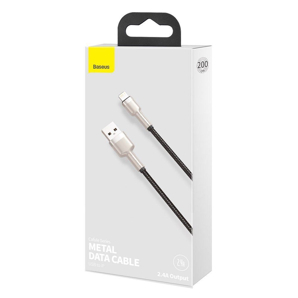 USB-A to Lightning Data and Charging Cable Baseus Cafule Metal Series, 18W, 0.25m, Black CALJK-01