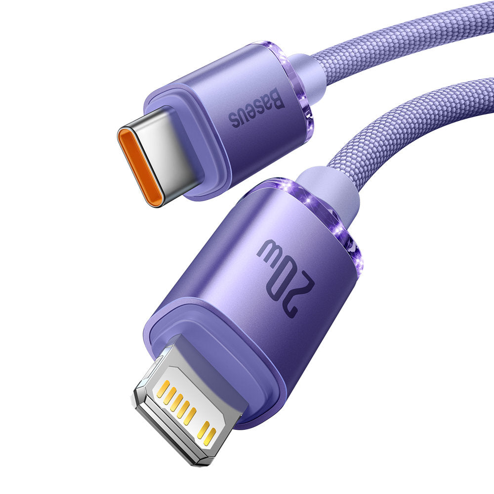 USB-C to Lightning Baseus Crystal Shine Series Data and Charging Cable, 20W, 2m, Purple CAJY000305