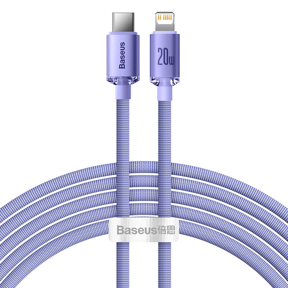 USB-C to Lightning Baseus Crystal Shine Series Data and Charging Cable, 20W, 2m, Purple CAJY000305