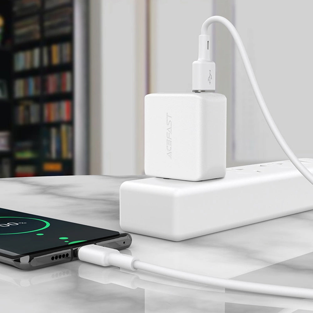 USB-A to USB-C Data and Charging Cable Acefast C2-04, 18W, 1.2m, Black