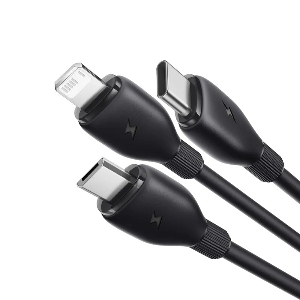 USB-A Charging Cable - Lightning / microUSB / USB-C Baseus Ultra Fast 3in1, 18W, 0.8m, Black P10377501111-00