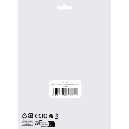 Network Cable UGREEN NW102, UTP, Cat6, 0.5m, Black