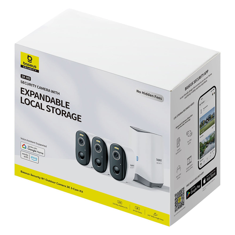 Baseus N1 Surveillance Camera, Wi-Fi, 2K, IP67, Outdoor, Set of 3 pieces S0TW012131
