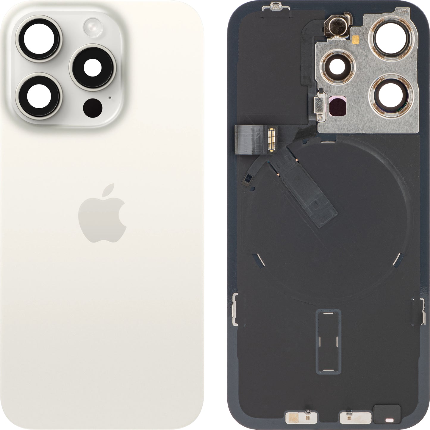 Apple iPhone 15 Pro Battery Cover, White (White Titanium), Premium Swap