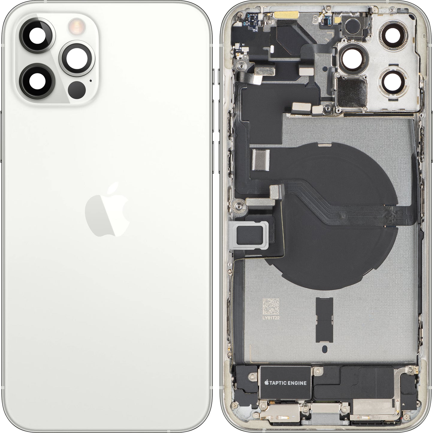 Apple iPhone 12 Pro Max Battery Cover, With Middle Frame, Full Parts, Silver, Swap