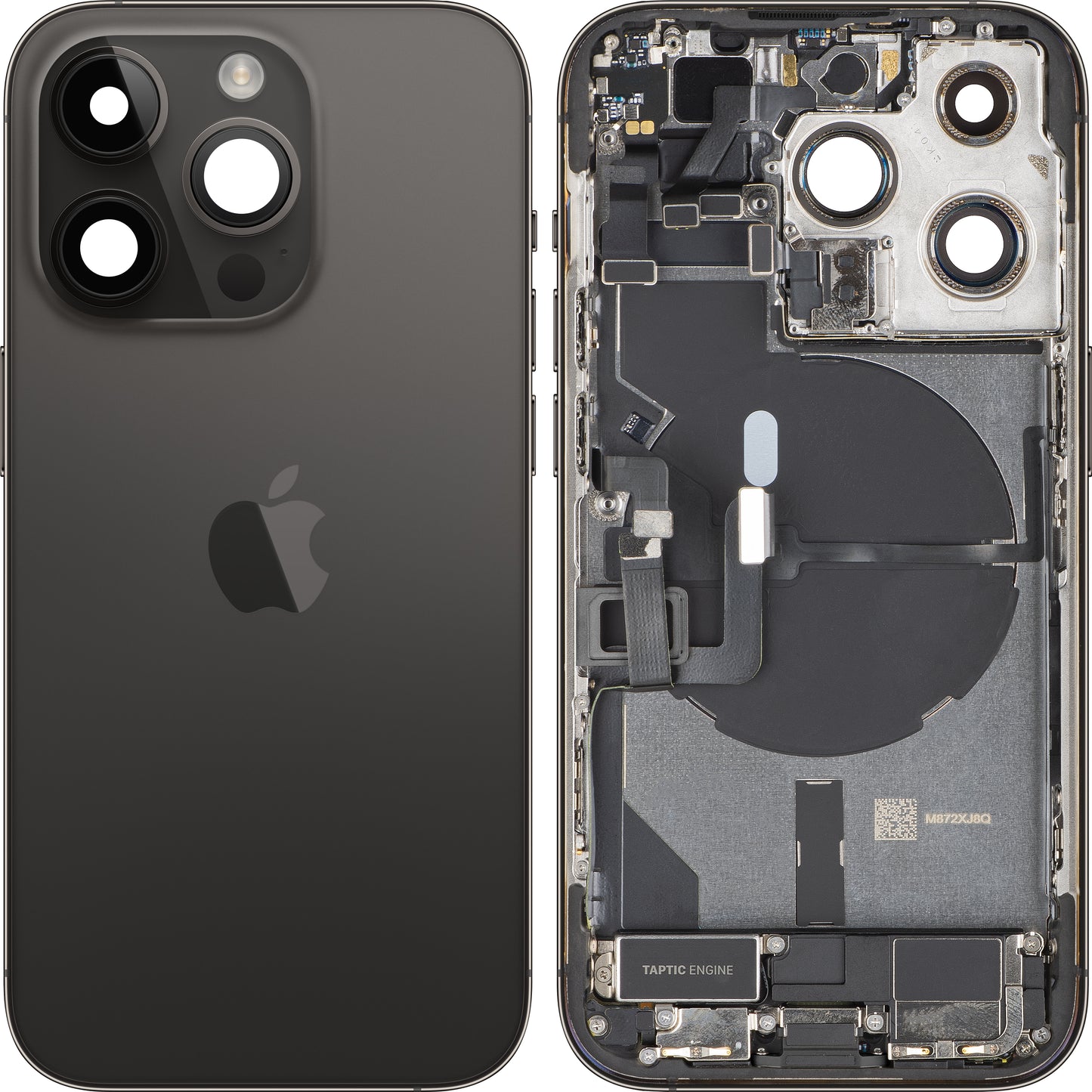 Apple iPhone 14 Pro Battery Cover, With Middle Frame, Full Parts, Black (Space Black), Swap