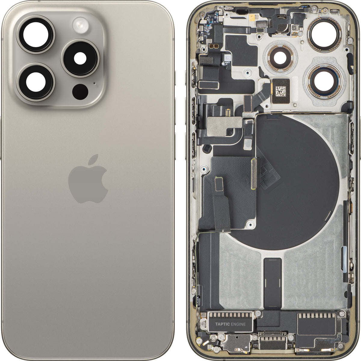 Apple iPhone 15 Pro Battery Cover with Midframe, US Version, Beige (Natural Titanium), Swap