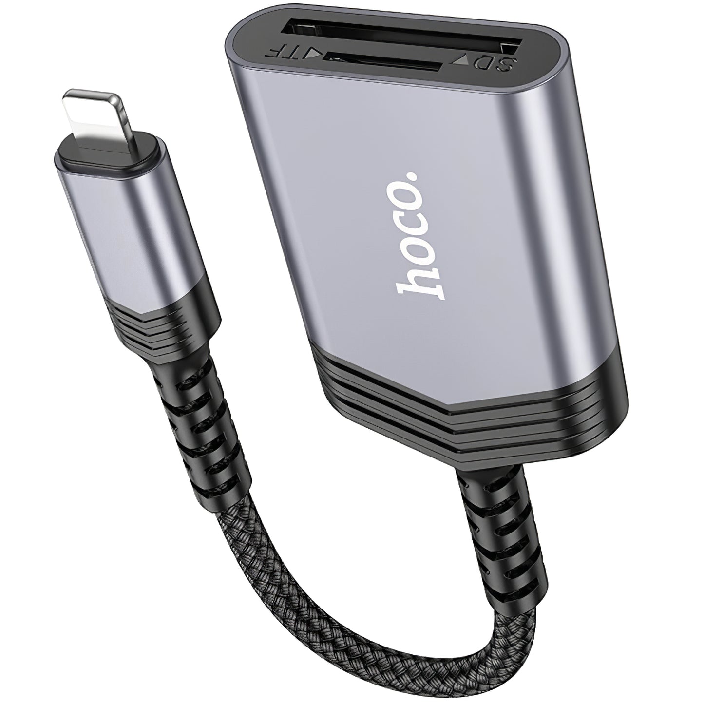 Lightning Card Reader HOCO UA25, SD - microSD, Gray