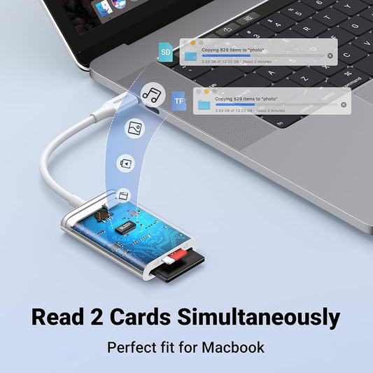 UGREEN CM265 USB-C Card Reader, SD - microSD, White