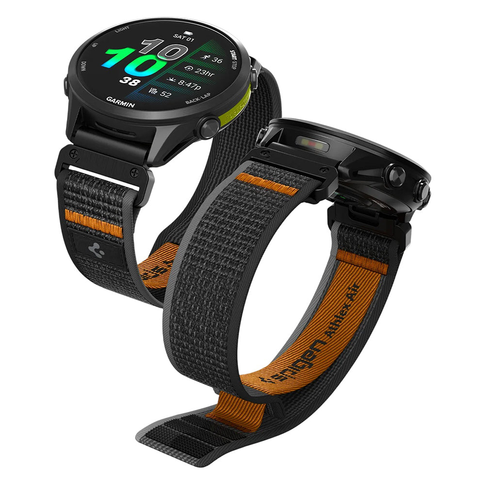Spigen Athlex Air Strap for Garmin Watch Fenix / Forerunner / Approach Series, 22mm, Black Orange AMP11426