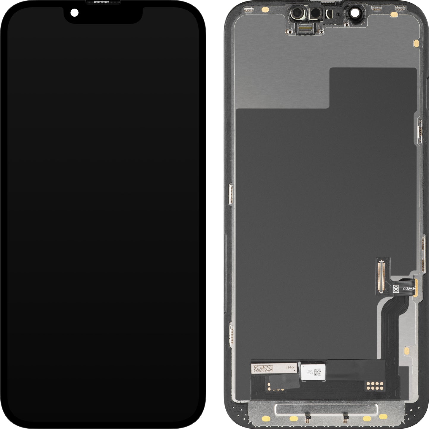 MP Touchscreen Display compatible with Apple iPhone 13, with Frame, Soft OLED FHD Diagnostic Version, Black
