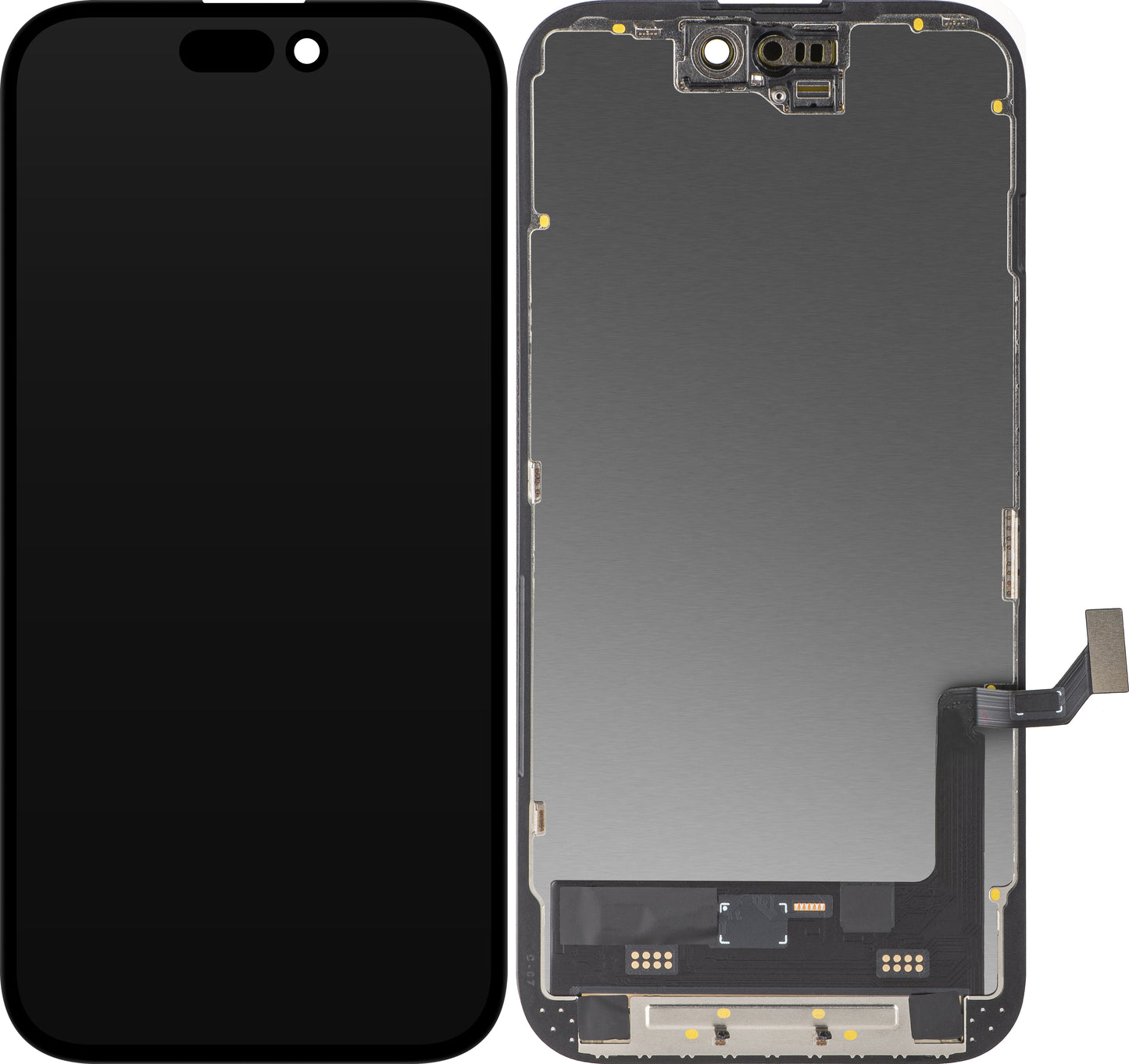 MP Touchscreen Display compatible with Apple iPhone 15, with Frame, Soft OLED FHD Movable IC Version, Black