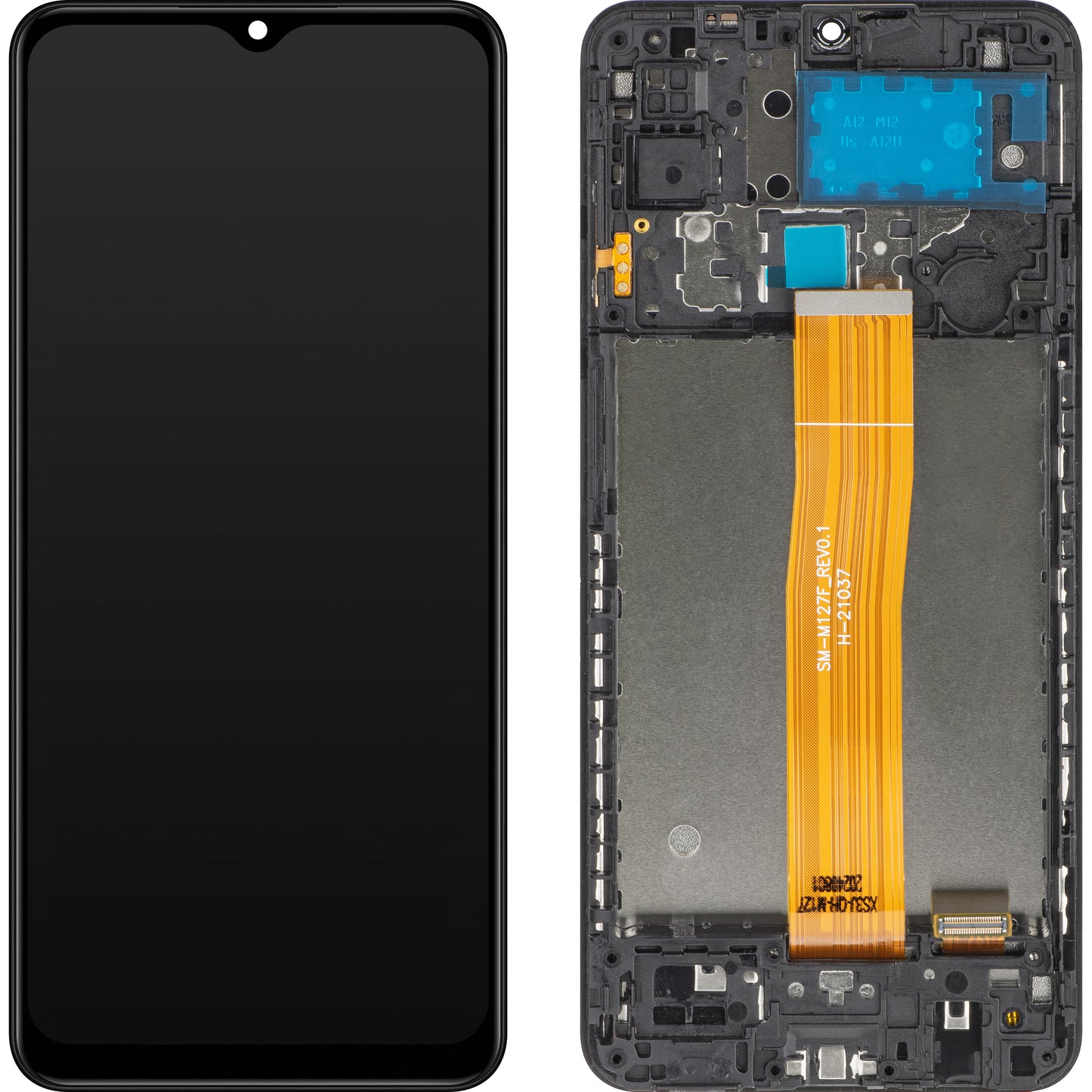 MP Touchscreen Display compatible with Samsung Galaxy M12 M127, with Frame, Black