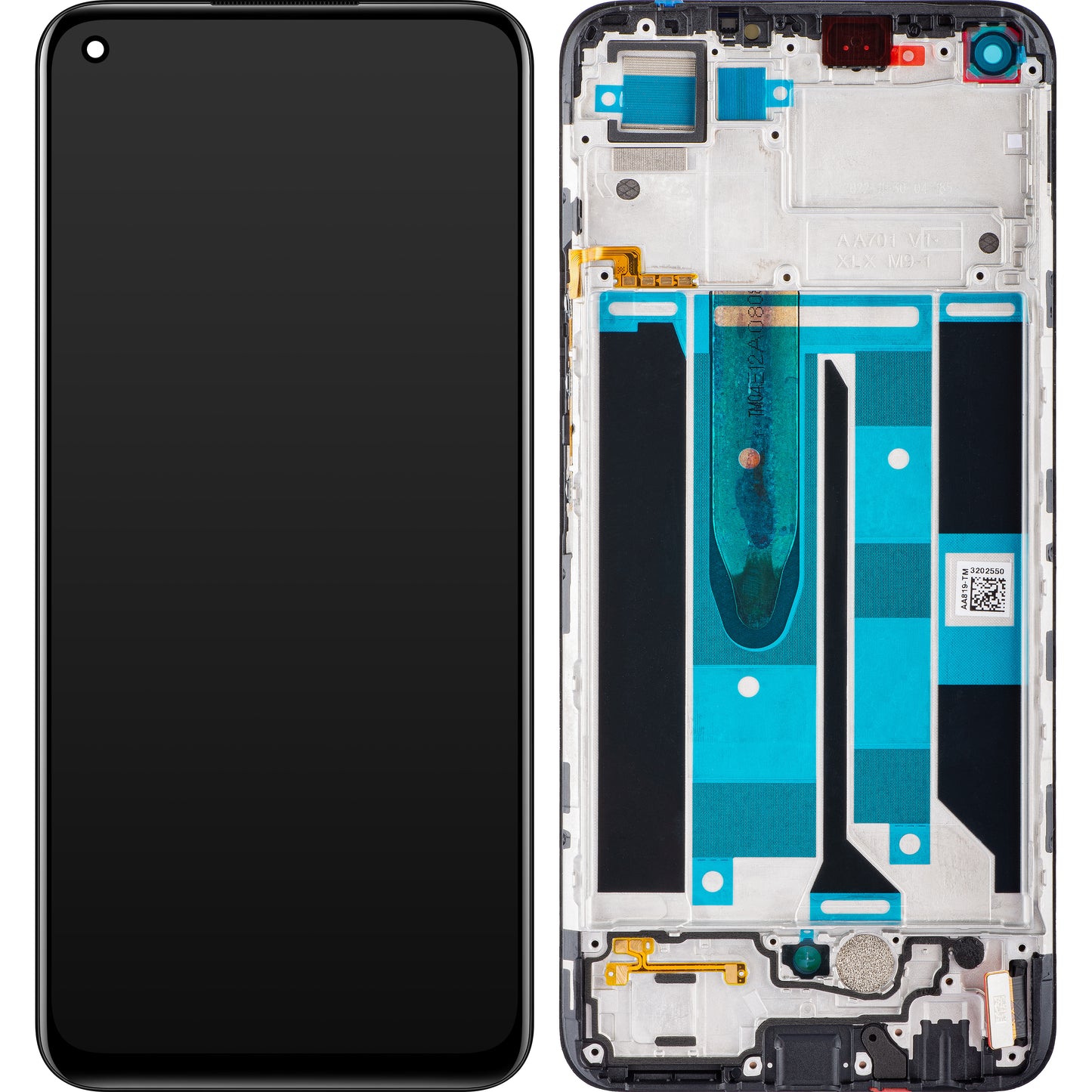 Realme 8 Touchscreen Display, with Frame, Black, Swap 4906919