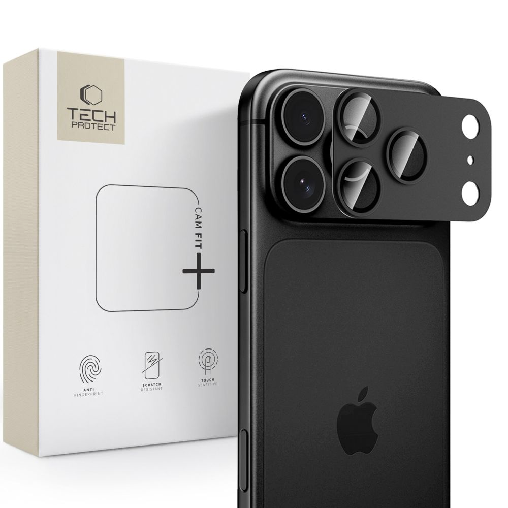 Tech-Protect CamFull Fit+ Rear Camera Protective Film for Apple iPhone 18 Pro, Tempered Glass, Black