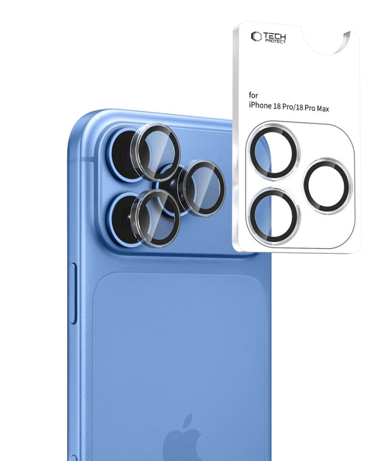 Tech-Protect CamRing Fit+ Rear Camera Protective Film for Apple iPhone 18 Pro / 18 Pro Max, Tempered Glass, Transparent
