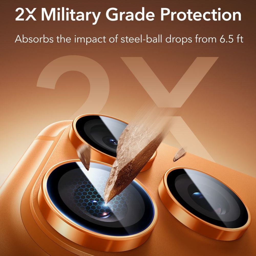 Back Camera Protection Film ESR Armorite for Apple iPhone 14 Pro, Tempered Glass, Orange