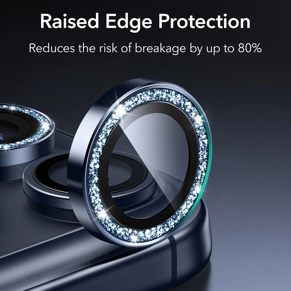 ESR Glitter Diamond Armorite Rear Camera Protector for Apple iPhone 17 Pro Max / 17 Pro, Tempered Glass, Dark Blue