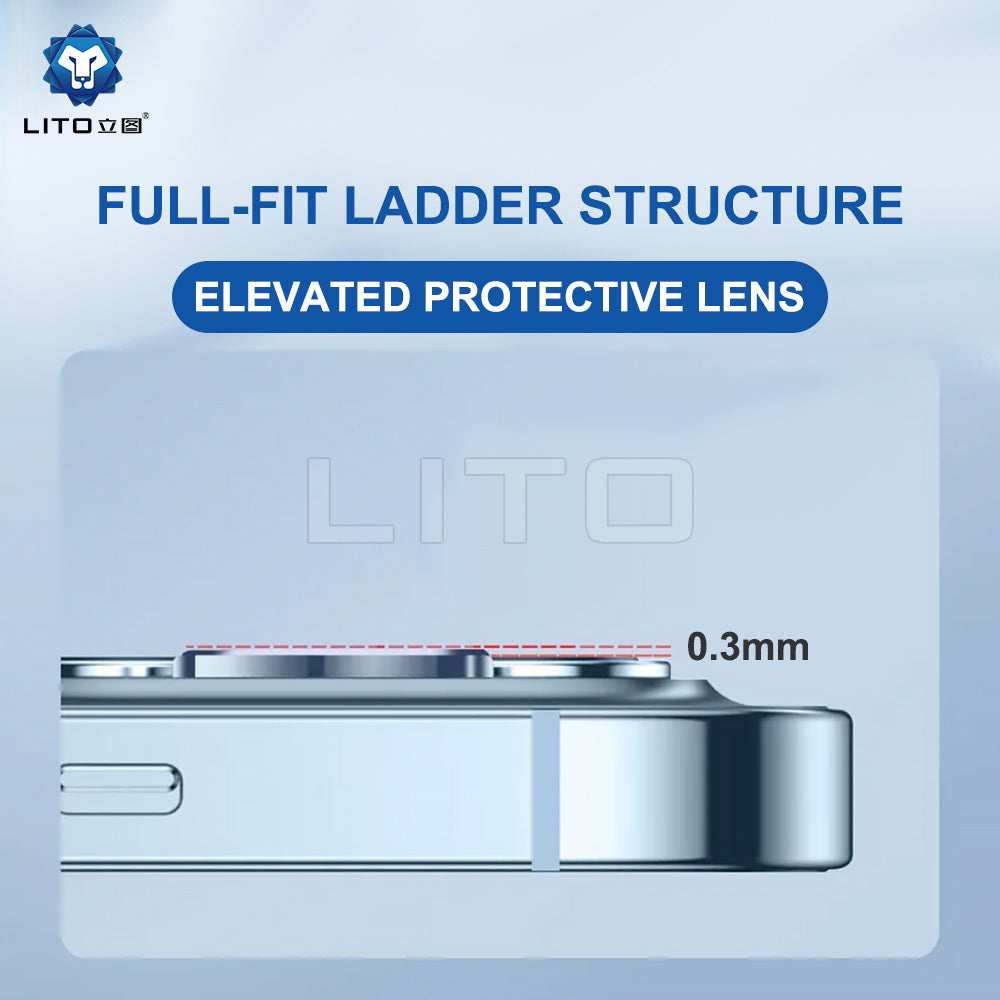 Lito S+ Rear Camera Protective Film for Apple iPhone 15 Pro Max / 15 Pro, Tempered Glass, Silver