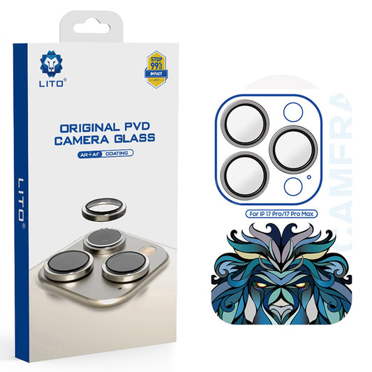 Rear Camera Protection Film Lito Titanium AR for Apple iPhone 17 Pro Max / 17 Pro, Tempered Glass, Grey