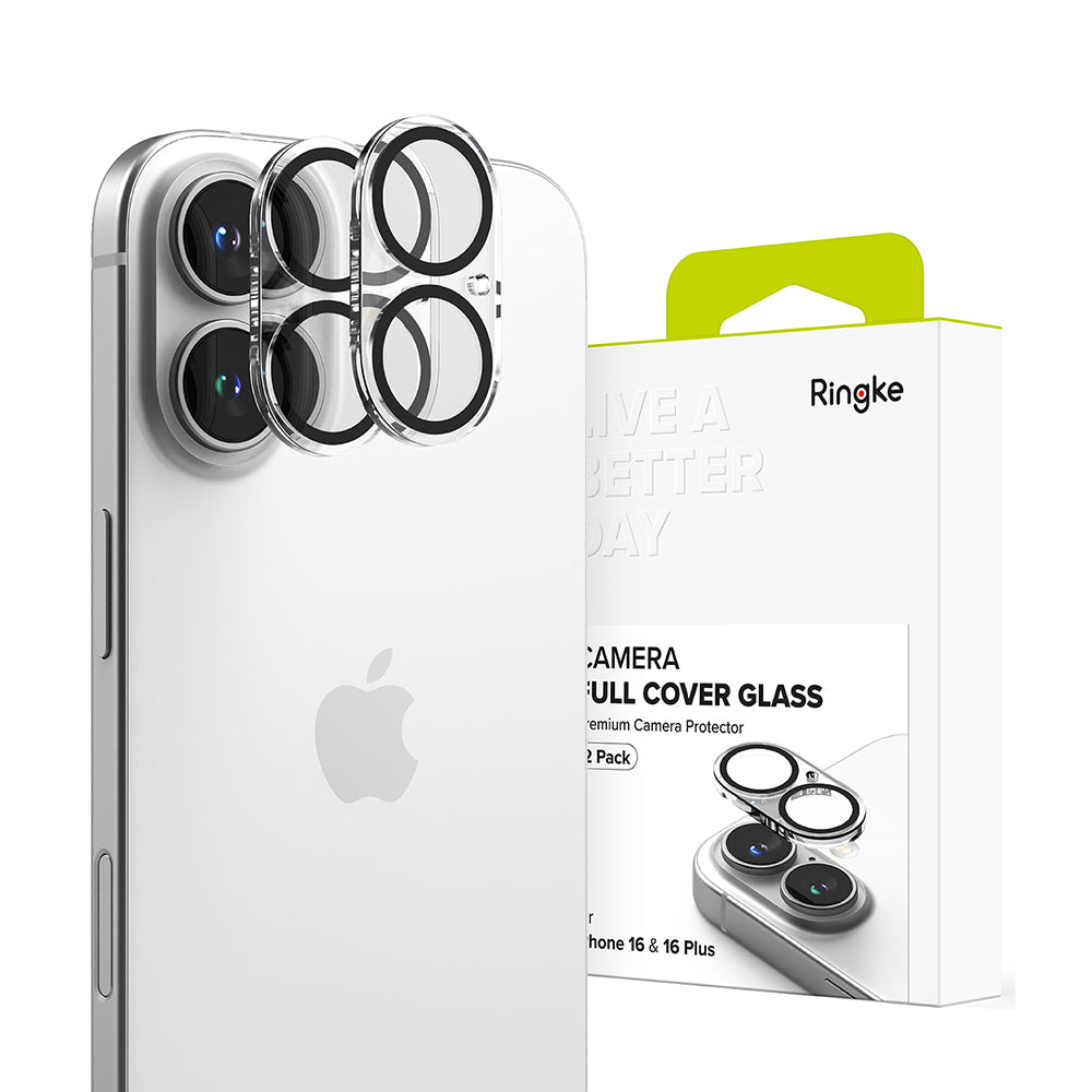 Ringke Rear Camera Protective Film for Apple iPhone 16 Plus / 16, Tempered Glass, Set of 2 Pieces, Transparent