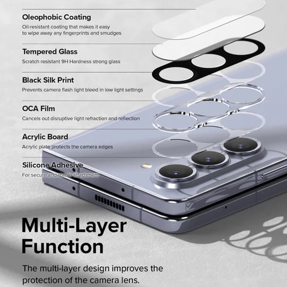 Ringke Rear Camera Protective Film for Samsung Galaxy Z Fold5 F946, Tempered Glass, Set of 2 Pieces, Transparent