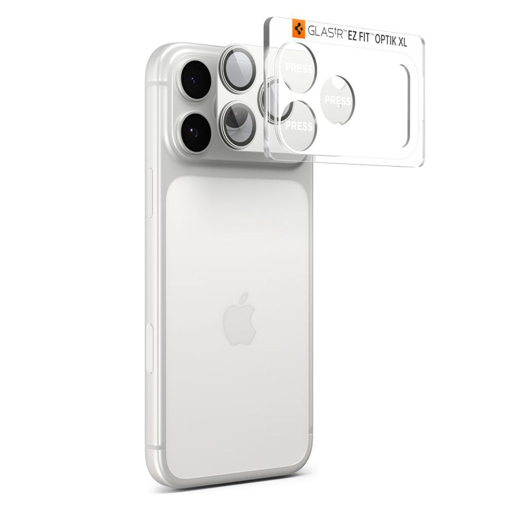 Spigen GlastR EZ FIT Optik Pro XL Rear Camera Protector for Apple iPhone 17 Pro Max, Tempered Glass, Silver AGL10652