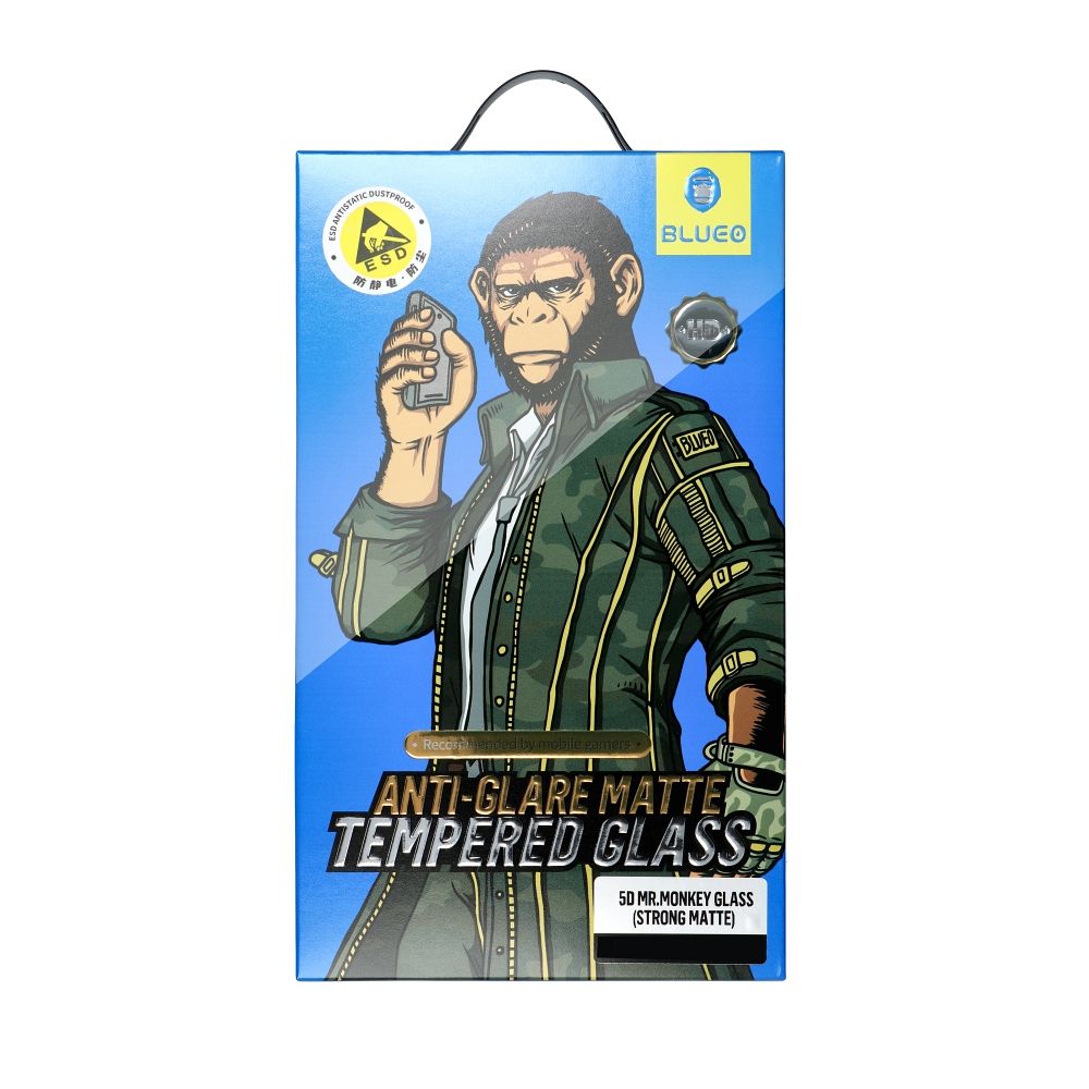 Mr. Monkey Glass Screen Protector for Apple iPhone 15 Pro, Glass Shield, Full Glue, 5D, Black