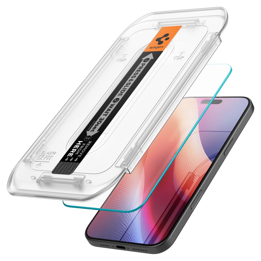 Spigen GlastR EZ FIT Screen Protector for Apple iPhone 16 Pro, Tempered Glass, Full Glue AGL07935