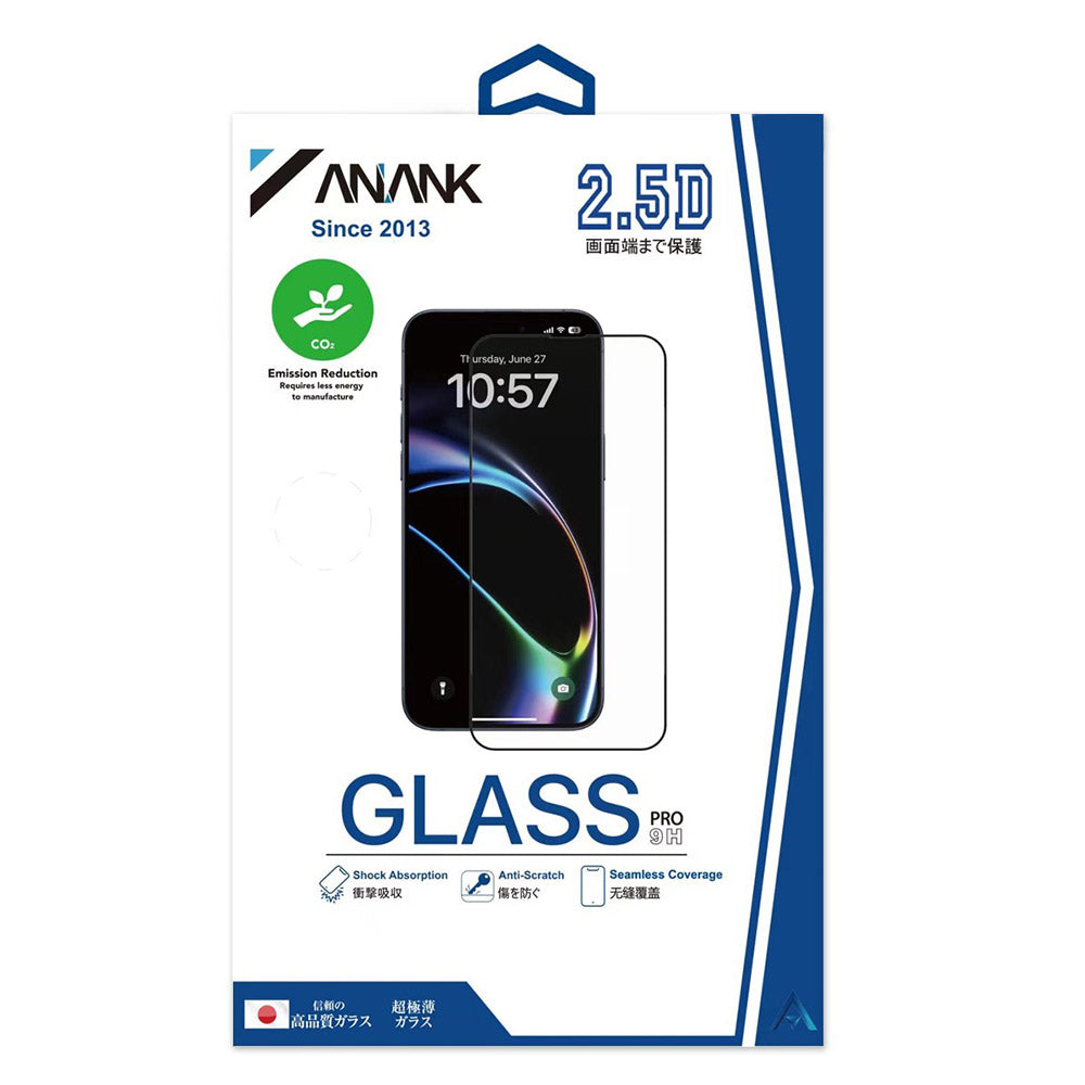 Anank 1X Reinforced Screen Protector for Apple iPhone 16, Tempered Glass, Full Glue, 2.5D, Set of 10 pieces, Black