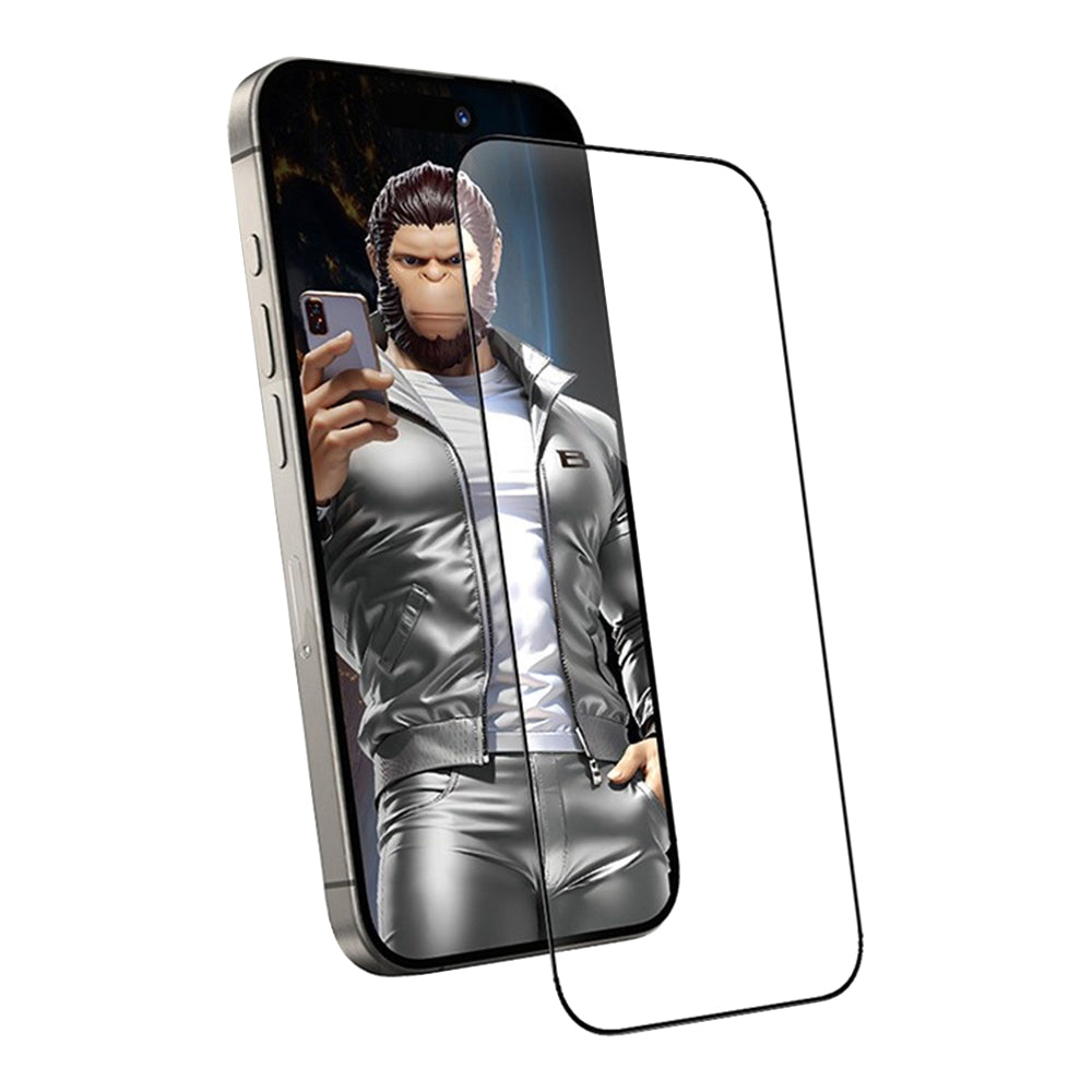 Blueo Anti-Static HD Screen Protector Film for Apple iPhone 16 / 15, Tempered Glass, Full Glue, Black