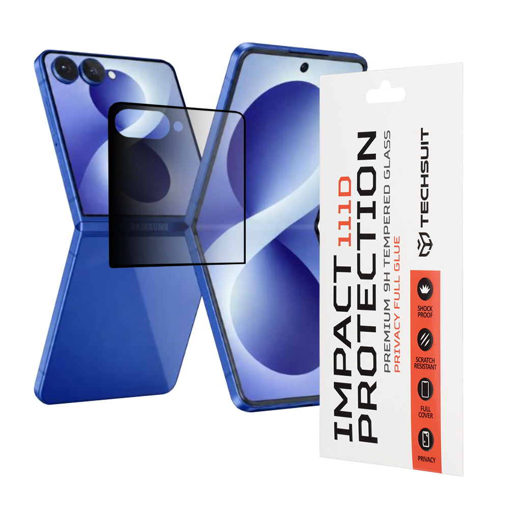 Privacy Techsuit Exterior Screen Protector for Samsung Galaxy Z Flip8 F776, Tempered Glass, Full Glue, 111D