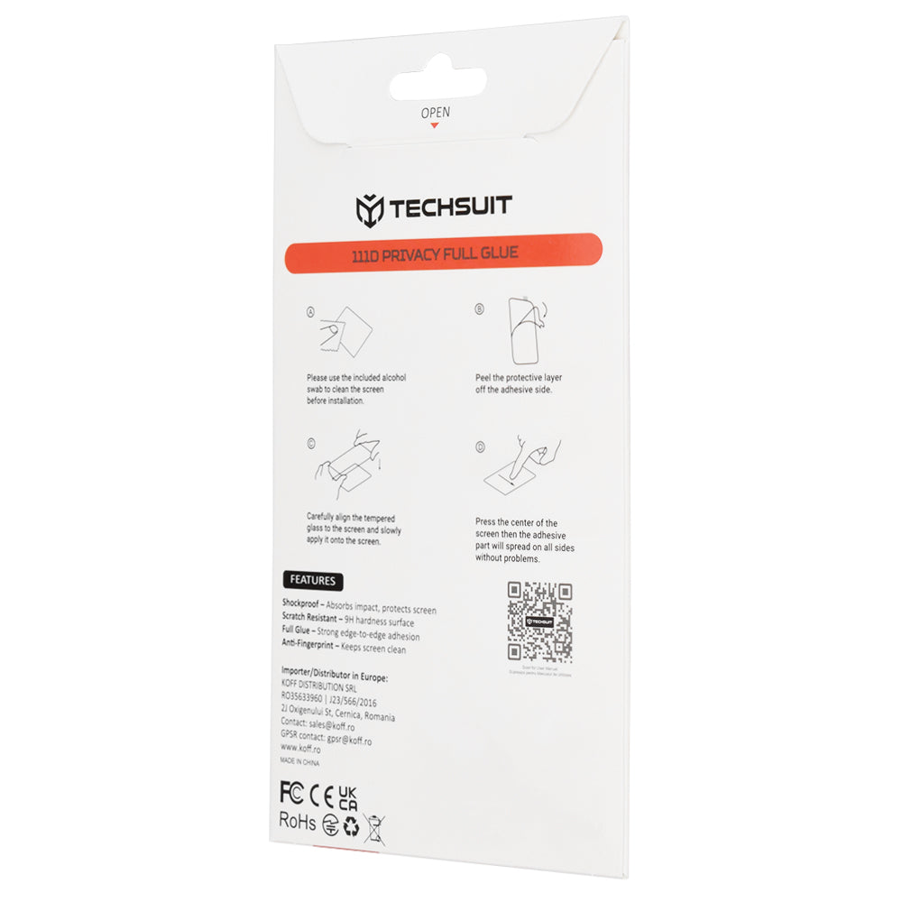 Privacy Techsuit Exterior Screen Protector for Samsung Galaxy Z Flip8 F776, Tempered Glass, Full Glue, 111D