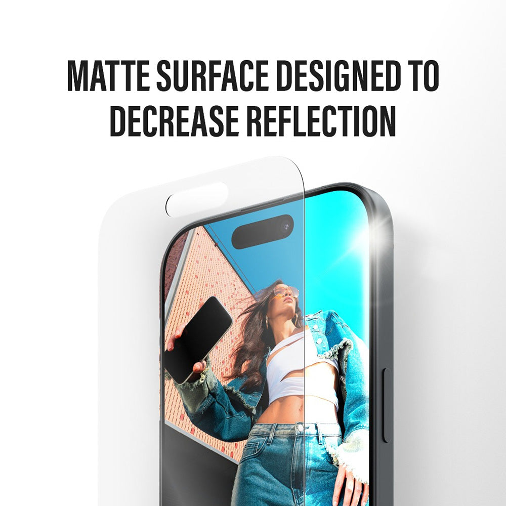 Matte PanzerGlass Armor EasyAligner Screen Protector for Apple iPhone 17 / 16 Pro, Tempered Glass, Full Glue