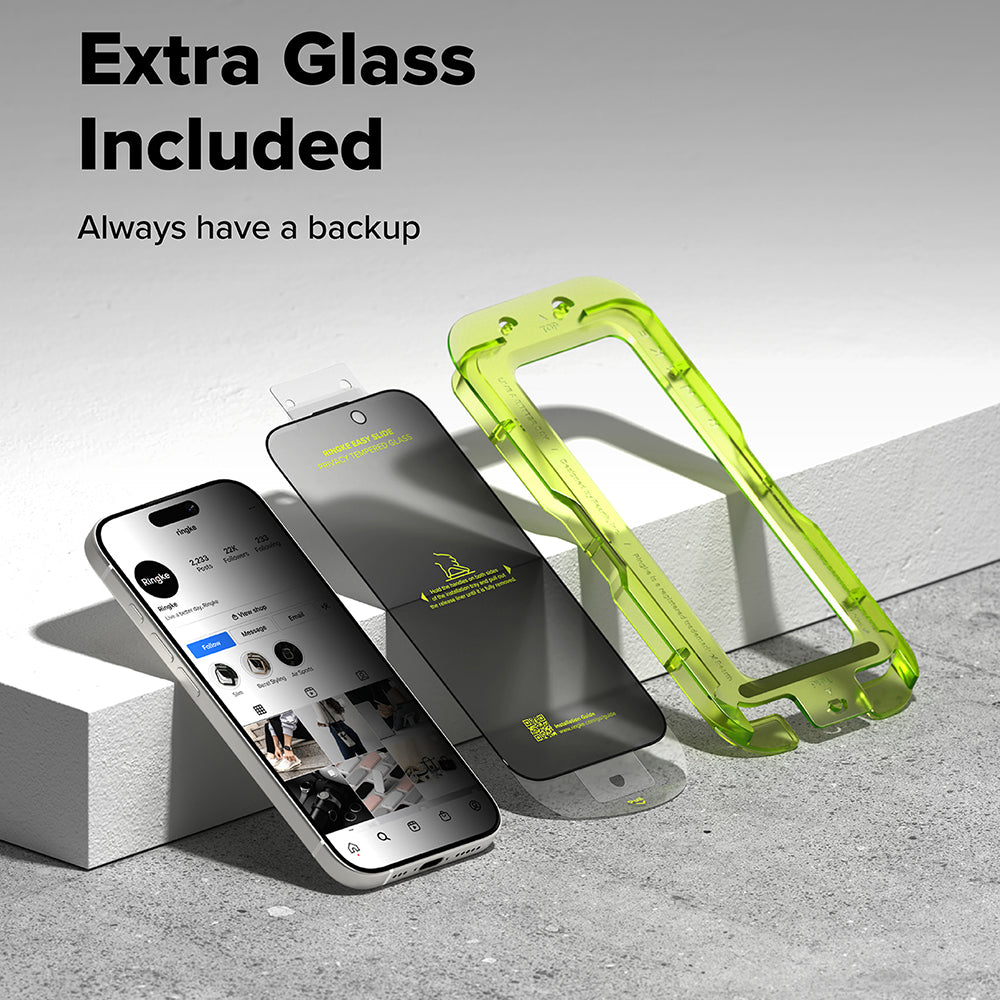 Privacy Screen Protector Ringke Easy Slide for Apple iPhone 18 Pro Max / 17 Pro Max, Tempered Glass, Full Glue, Set of 2 pieces